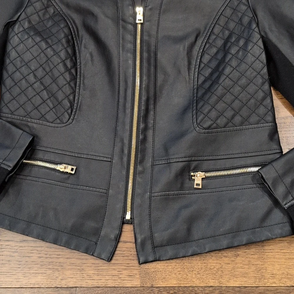 Women's Marc New York black faux leather jacket size M - Picture 3 of 6